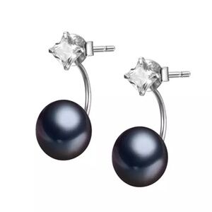 Freshwater Cultured Pearl & Cubic Zirconia Drop Earrings in Sterling Silver